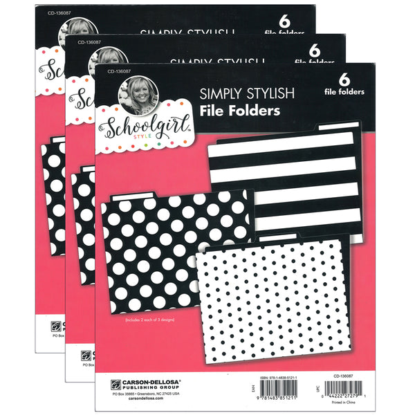 Simply Stylish Folders, 11.75" x 9.5", 6 Per Pack, 3 Packs