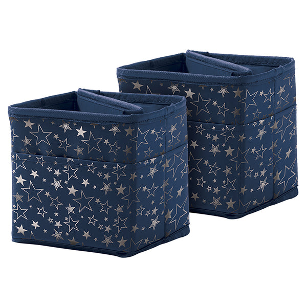 Tabletop Storage: Navy with Silver Stars, Pack of 2