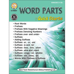 Word Parts Quick Starts Workbook, Grade 4-12, Paperback