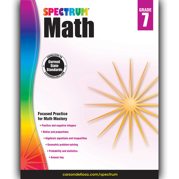 Math Workbook, Grade 7, Paperback