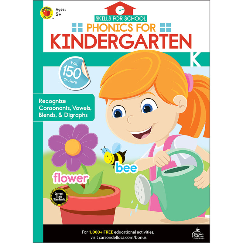 Phonics for Kindergarten Activity Book, Grade K, Paperback