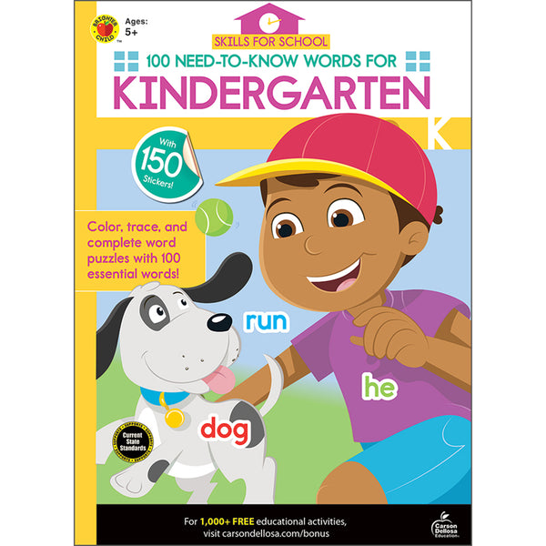 100 Need-to-Know Words for Kindergarten Activity Book, Grade K, Paperback