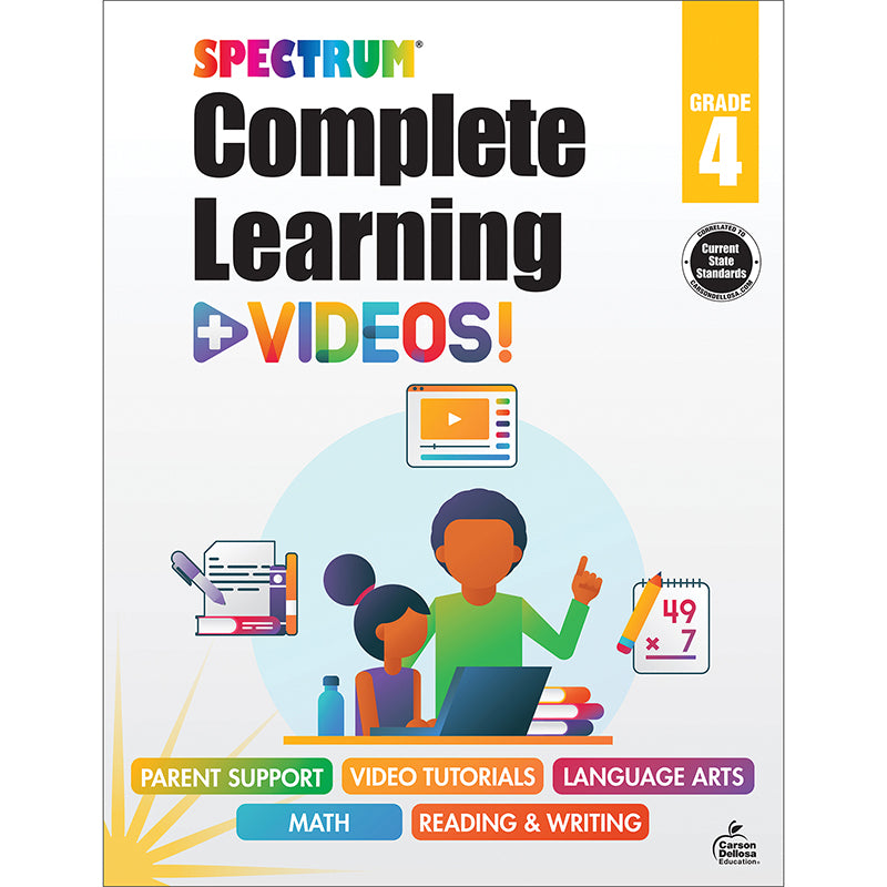 Spectrum Complete Learning + Videos Workbook, Grade 4