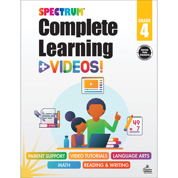 Spectrum Complete Learning + Videos Workbook, Grade 4