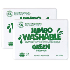 Jumbo Washable Unscented Stamp Pad, Green, Pack of 2