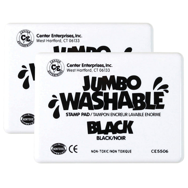 Jumbo Washable Unscented Stamp Pad, Black, Pack of 2