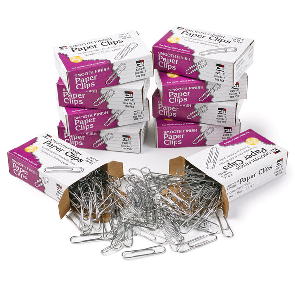 Standard Paper Clips, 100 Per Box, 10 Boxes