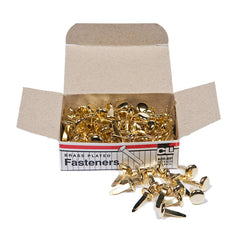 Fasteners, Round Head, Brass Plated, 1/2 Inch Shank, 8 mm Head, 100/Pack