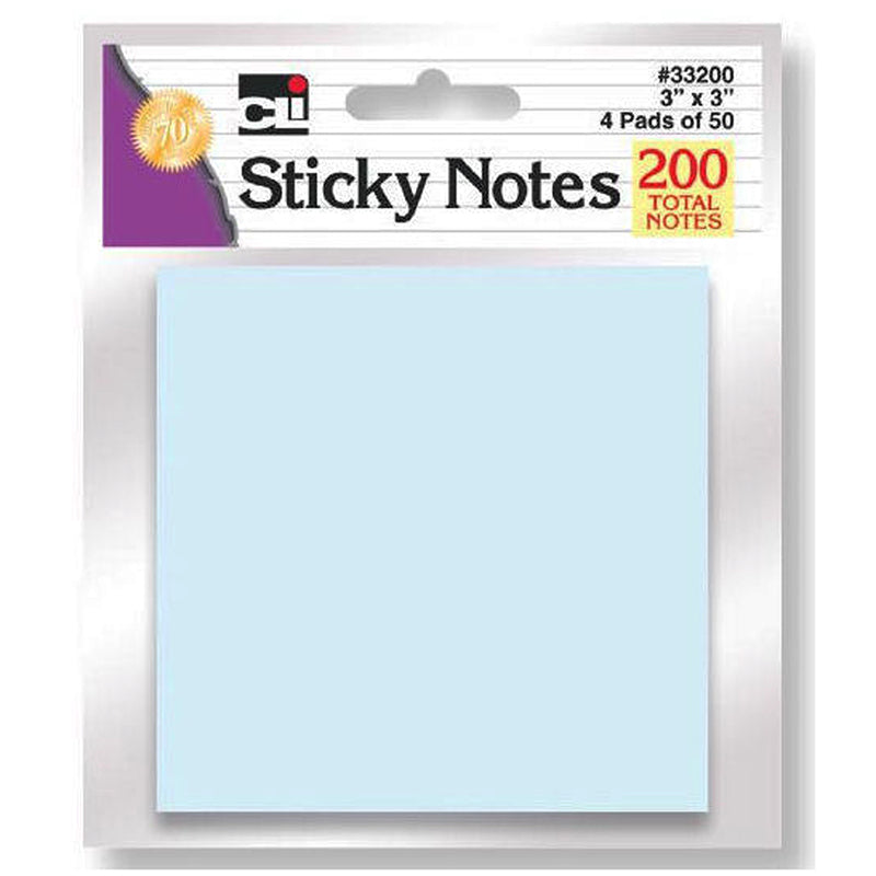 Sticky Notes, 3" x 3", Assorted Pastel Colors, 50 Sheets/Pad, 4 Pads