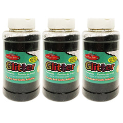 Creative Arts™ Glitter, 1 lb. Bottle, Black, Pack of 3