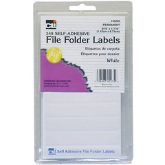 File Folder Labels, Self-Adhesive, 0.56 x 3.43 Inches, White, 248-Count