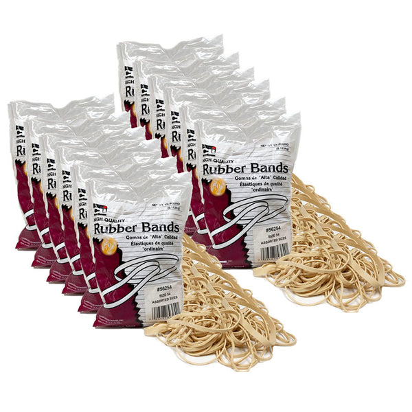 Rubber Bands, High Quality, #54 (Assorted), 1/4 lb. Per Bag, 12 Bags