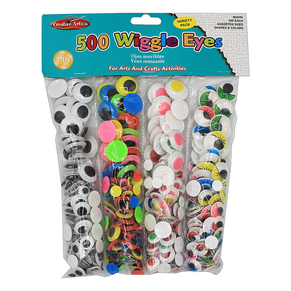 Creative Arts Wiggle Eyes Classpack, Assorted Sizes & Colors, Pack of 500