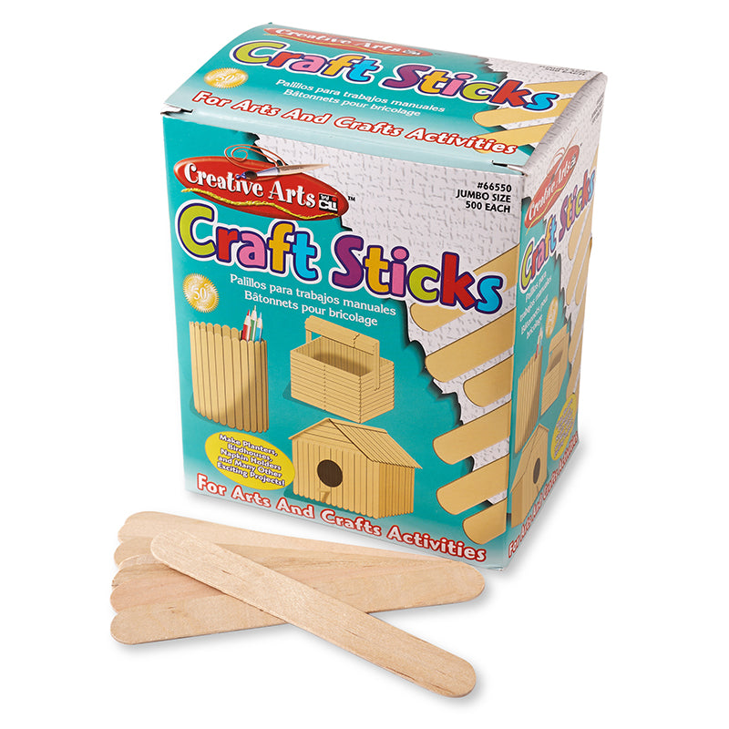 Creative Arts by Charles Leonard Craft Sticks, Jumbo Size, 6 x 0.75 Inches, Natural, Box of 500