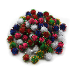 Creative Arts by Charles Leonard Pom-Poms, 1/2 Inch, Glitter Assorted, Bag of 80