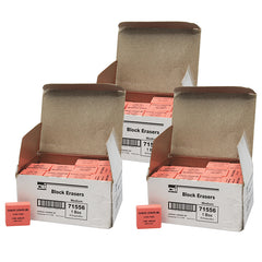 Pencil Eraser - Synthetic - Latex Free - Block Shape - Medium - 60 per Box, 3 Boxes