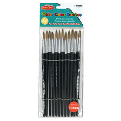 Water Color Paint Brushes with Round Pointed Tip, # 8, 0.81 Inch, Camel Hair, Black Handle, Pack of 12