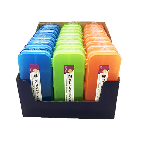 Pencil Box, Double Sided, Assorted Colors, Pack of 24