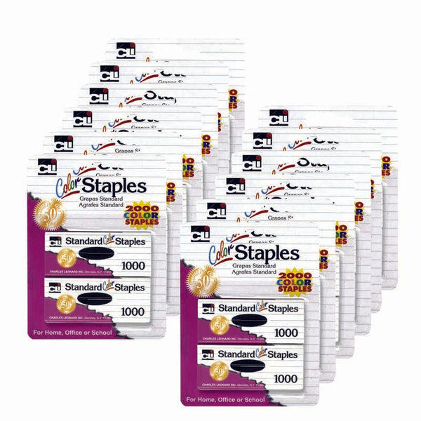 Standard Color Staples, Assorted Colors, 2000 Per Pack, 12 Packs