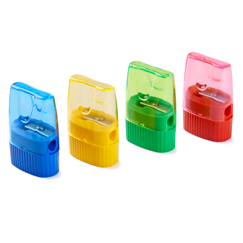 Pencil Sharpener with Shaving Receptacle and Cone Shape, Assorted Colors