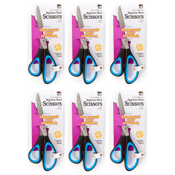 Cushion Grip Scissors, 8.25" Bent, Pack of 6