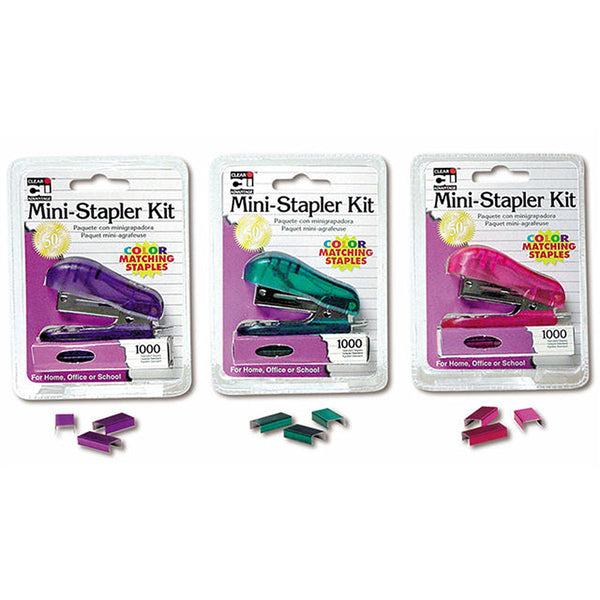 Mini Stapler Kit with 1000 Color Staples, Assorted Transparent Colors