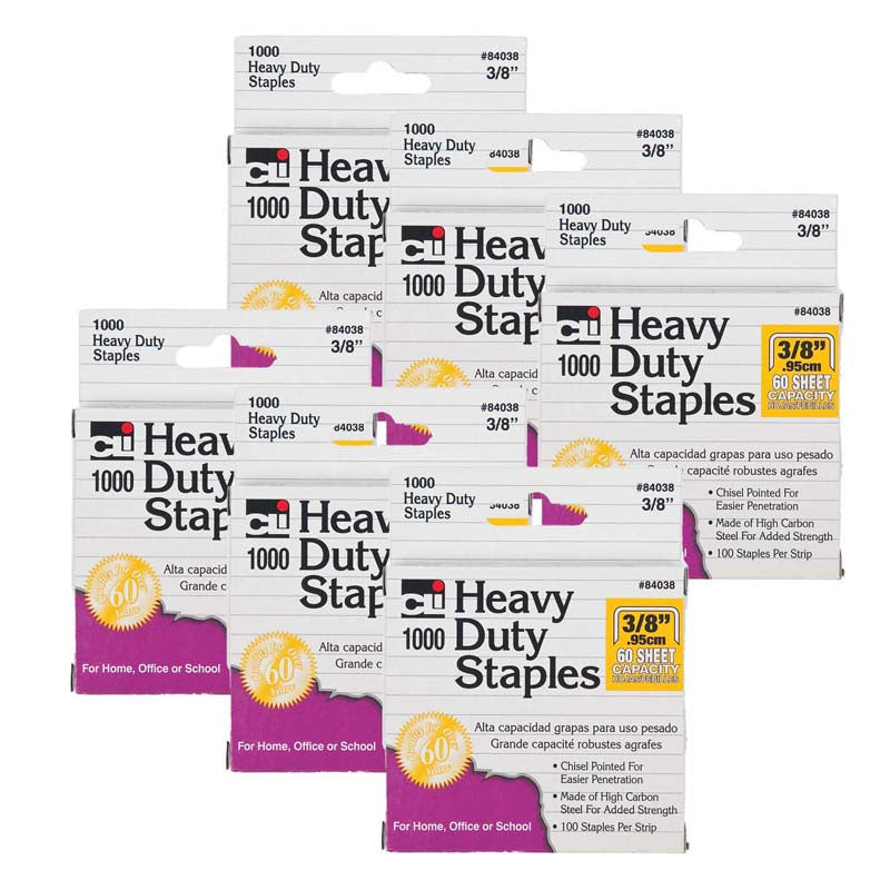 Heavy Duty Staples, 3/8", 1000 Per Pack, 6 Packs