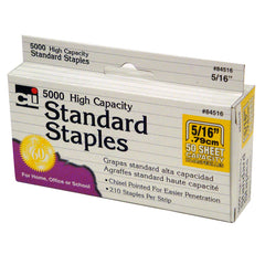 High Capacity Standard Staples, 5/16 Inch Leg Length, Silver, 5000/Box