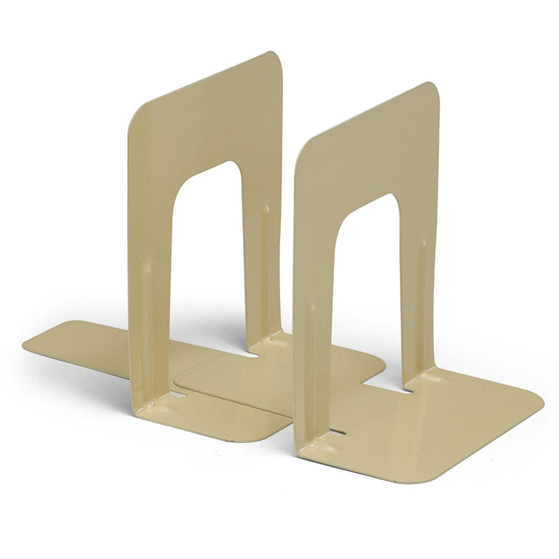 Bookends with Non-Skid Base, 9" Steel, Tan, 1 Pair