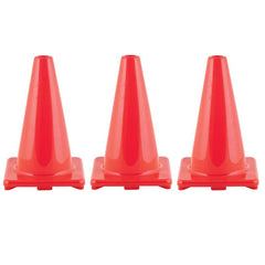 Hi-Visibility Flexible Vinyl Cone, 12", Orange, Pack of 3