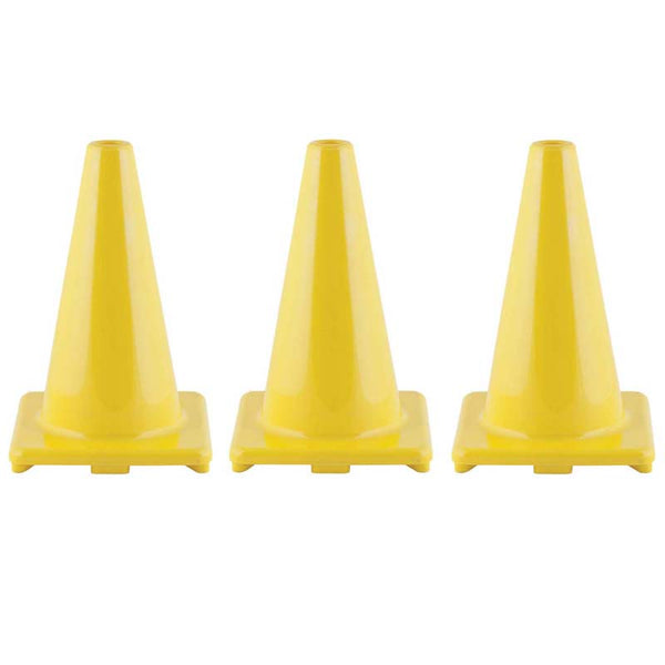 Hi-Visibility Flexible Vinyl Cone, 12", Yellow, Pack of 3