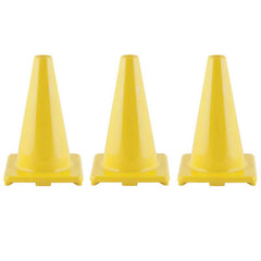 Hi-Visibility Flexible Vinyl Cone, 12", Yellow, Pack of 3