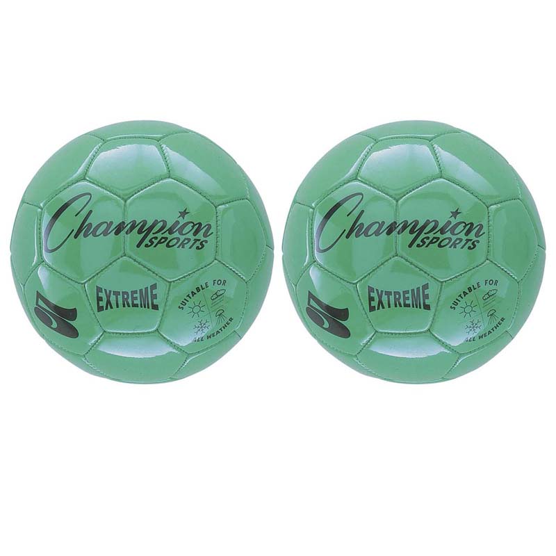 Extreme Soccer Ball, Size 5, Green, Pack of 2