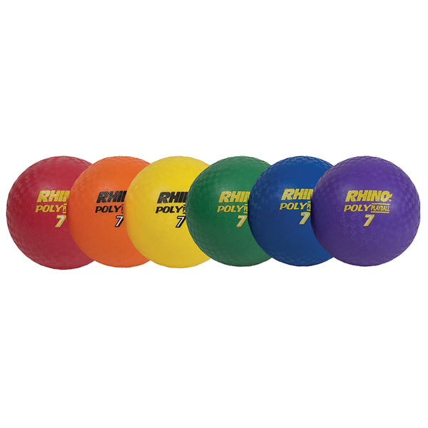 Rhino® Poly 7" Playground Ball Set, Assorted Colors, Set of 6