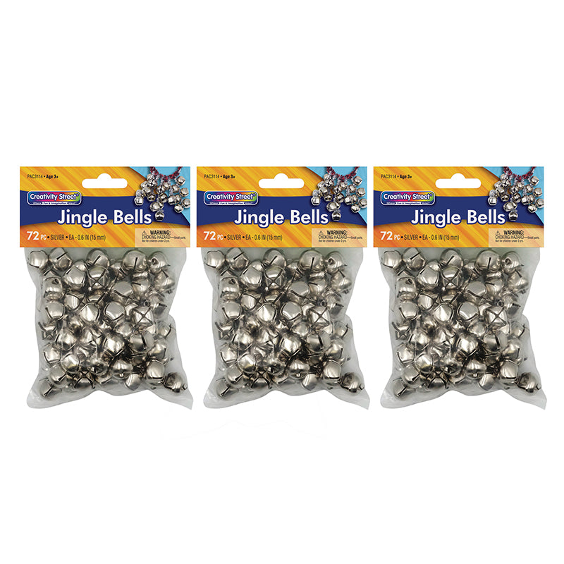 Jingle Bells, Silver, 5/8", 72 Per Pack, 3 Packs