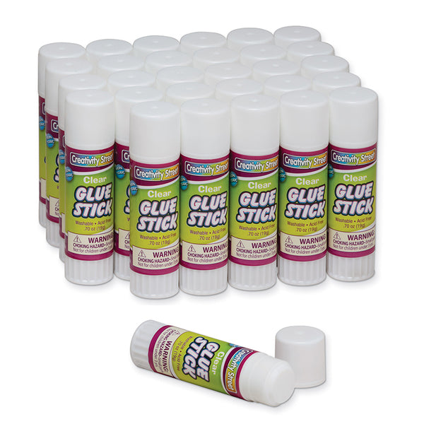 Glue Sticks, Clear, 0.70 oz., 30 Count