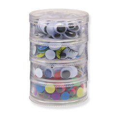 Wiggle Eyes Storage Stacker, Round Assorted Black, Painted & Bright, Assorted Sizes, 400 Pieces