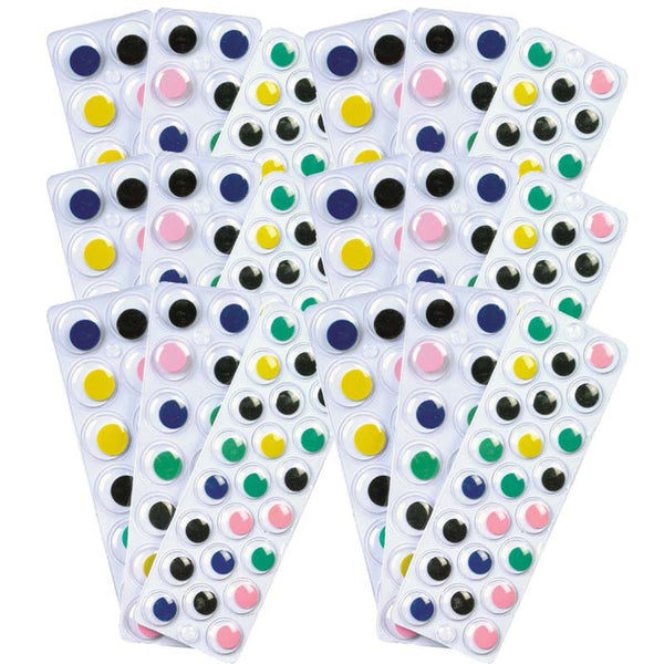 Peel & Stick Wiggle Eyes on Sheets, Multi-Color, Assorted Sizes, 60 Per Pack, 6 Packs