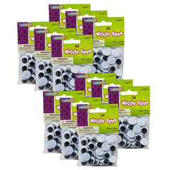 Wiggle Eyes, Black, 15 mm, 50 Per Pack, 12 Packs