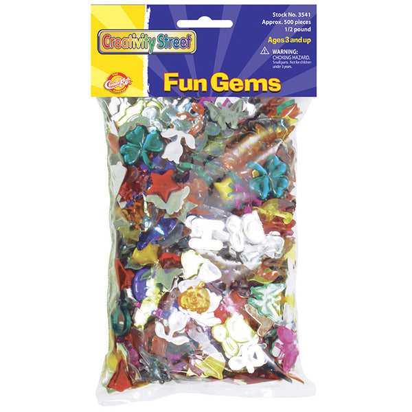 Fun Gems, Assorted Shapes, Colors & Sizes, 0.5 lb.