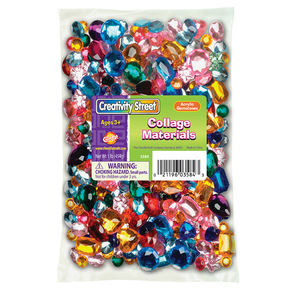 Acrylic Gemstones, Assorted Colors & Sizes, 1 lb.