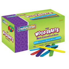 Regular Craft Sticks, Bright Hues Assorted, 4-1/2" x 3/8", 1000 Pieces