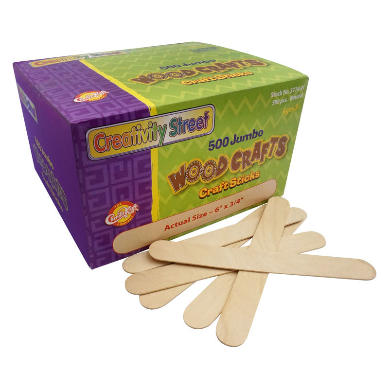 Jumbo Craft Sticks, Natural, 6" x 0.75", 500 Pieces