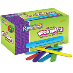 Jumbo Craft Sticks, Bright Hues Assorted, 6" x 0.75", 500 Pieces