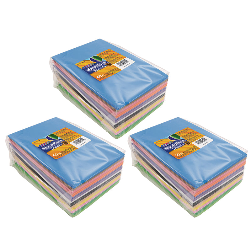 WonderFoam® Sheets, Assorted Colors, 5.5" x 8.5", 40 Sheets Per Pack, 3 Packs