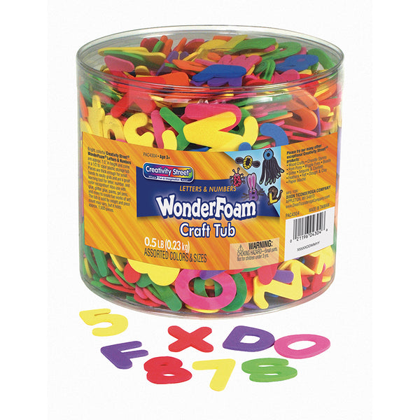 WonderFoam® Craft Tub, Letters and Numbers, Assorted Sizes, 1/2 lb.