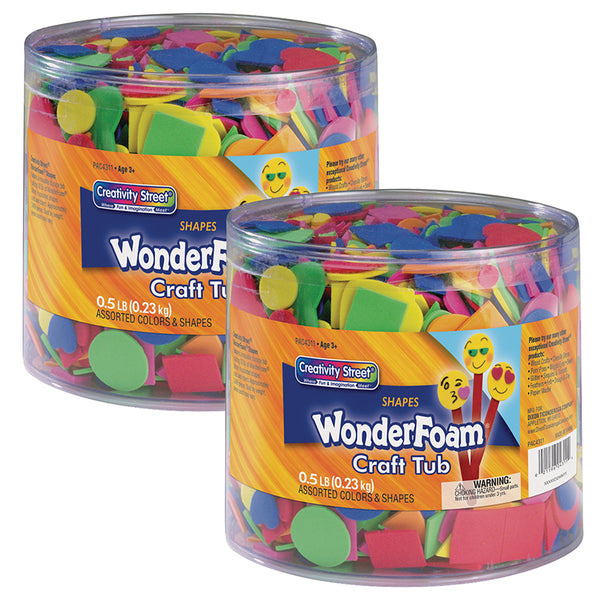 WonderFoam® Craft Tub, Foam Shapes, Assorted Sizes, 1/2 lb. Per Pack, 2 Packs