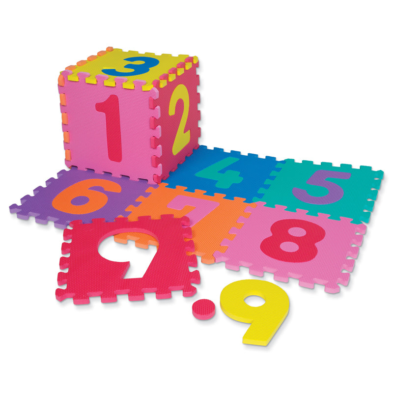 Numbers Puzzle Mat, Assorted Colors, 10" x 10", 20 Pieces/10 Squares