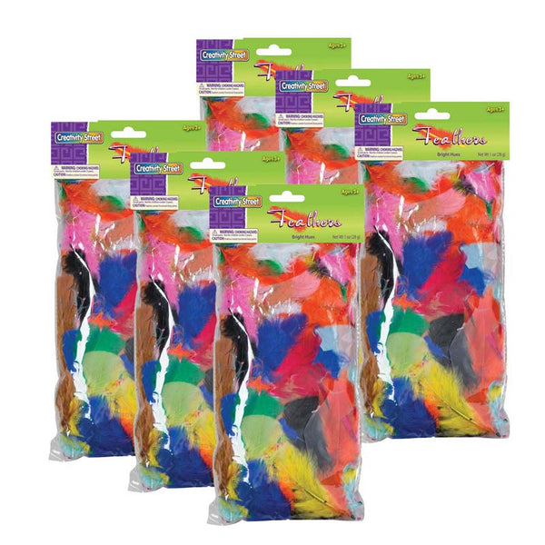 Turkey Plumage Feathers, Bright Hues Assorted, Assorted Sizes, 1 oz. Per Bag, 6 Bags