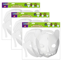 Die-Cut Paper Masks, Multi-Cultural Assortment, Assorted Sizes, 24 Per Pack, 3 Packs